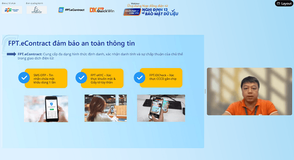 FPT IS giới thiệu giải pháp hỗ trợ các doanh nghiệp ký kết hợp đồng điện tử Ông Nguyễn Tá Anh chia sẻ tại cuộc họp.